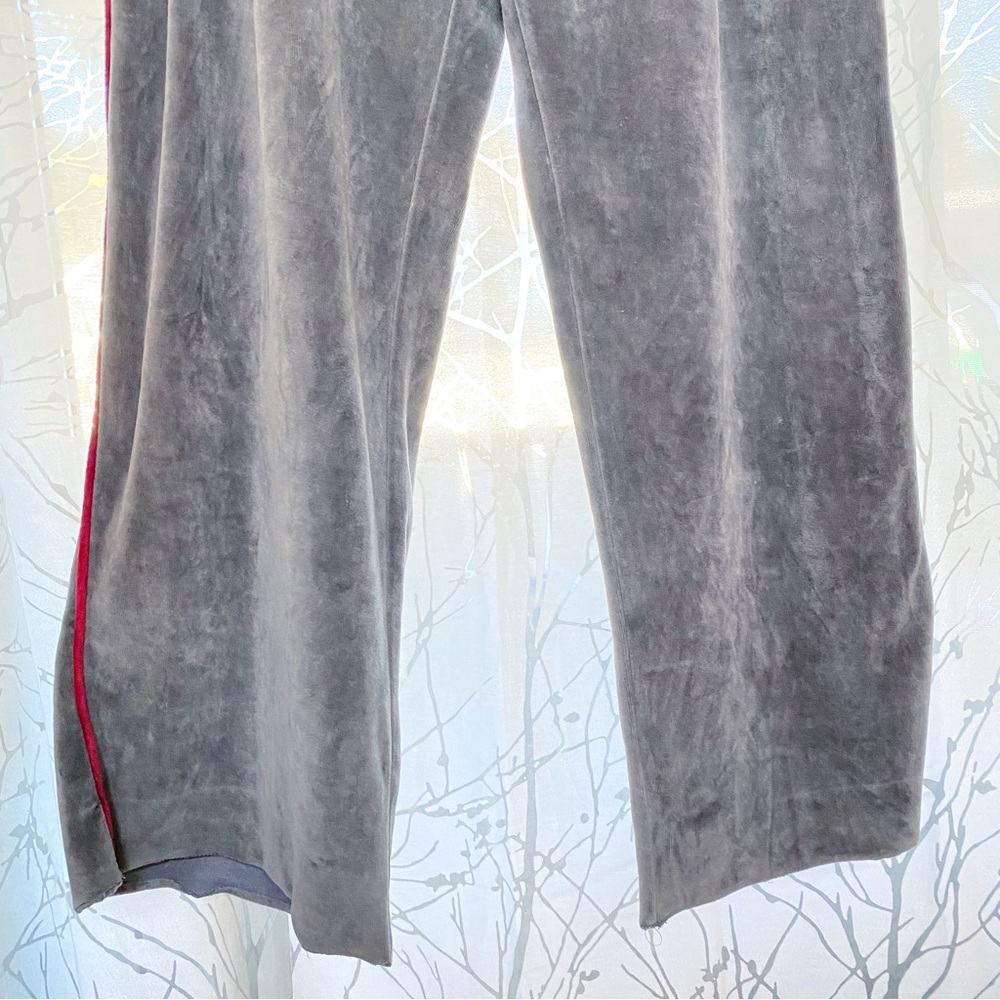 Vintage Christian Dior red stripe gray Valore velvet elastic waist track pants - Picture 3 of 12